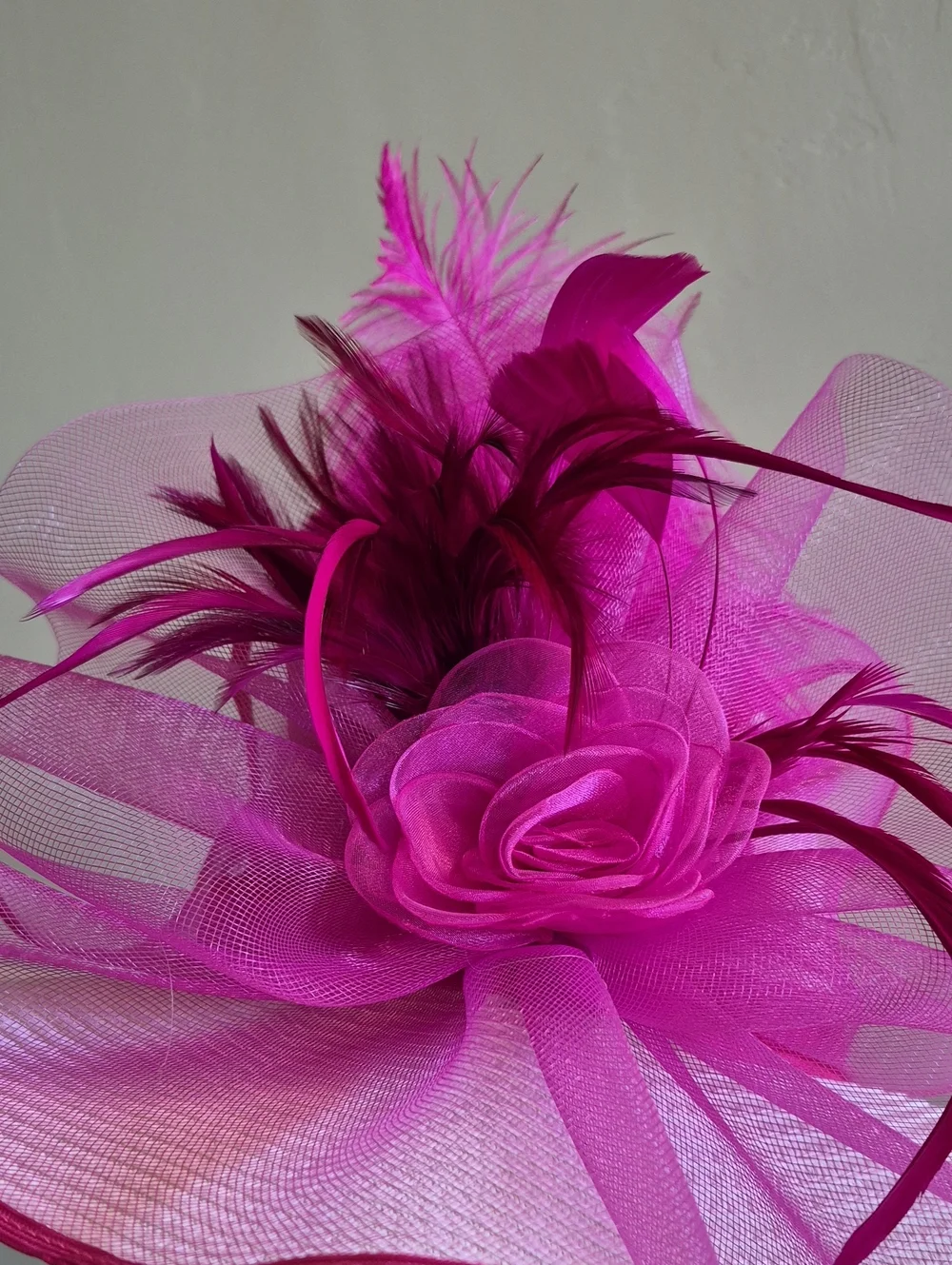 Fuchsia Feather Fascinator Hat Kentucky Derby Church Wedding Tea Party
